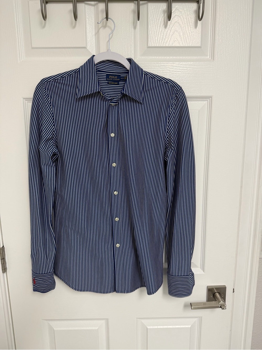 Ralph Lauren Navy and White Vertical Stripe Button-Down Shirt